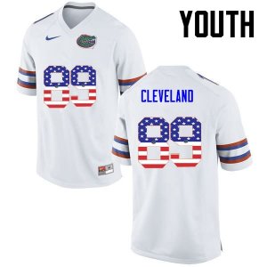 Youth Florida Gators #89 Tyrie Cleveland NCAA Nike White USA Flag Fashion Authentic Stitched College Football Jersey CZX7662EI